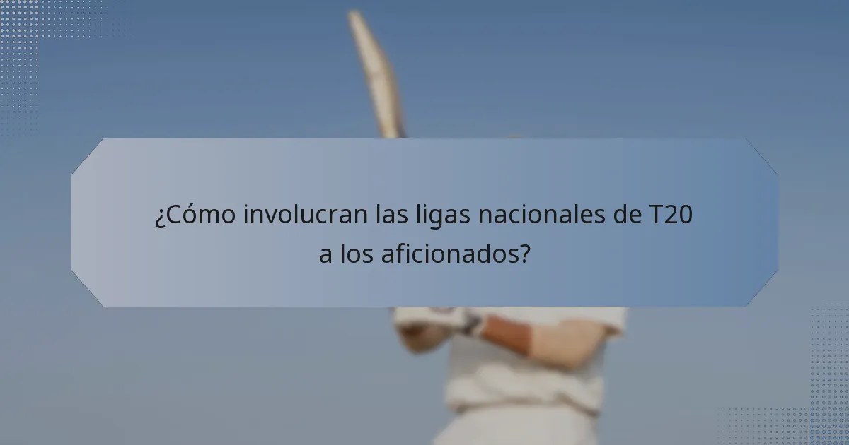 ¿Cómo involucran las ligas nacionales de T20 a los aficionados?