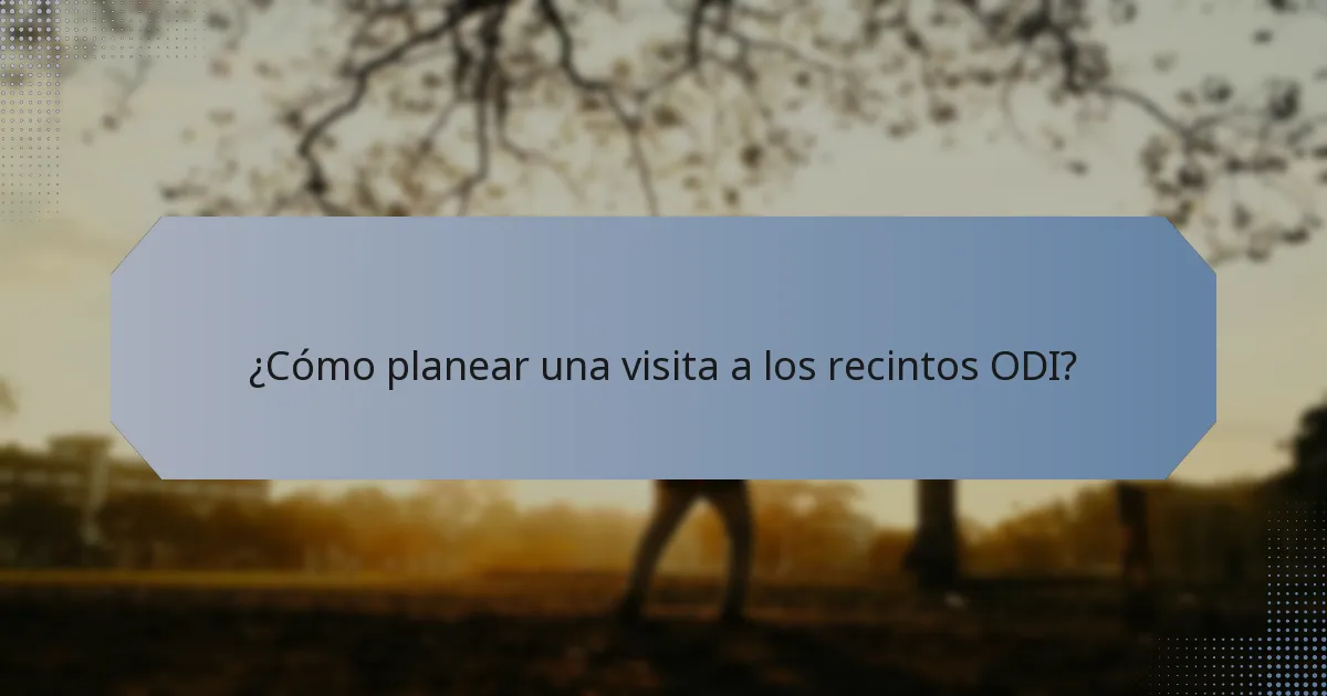 ¿Cómo planear una visita a los recintos ODI?
