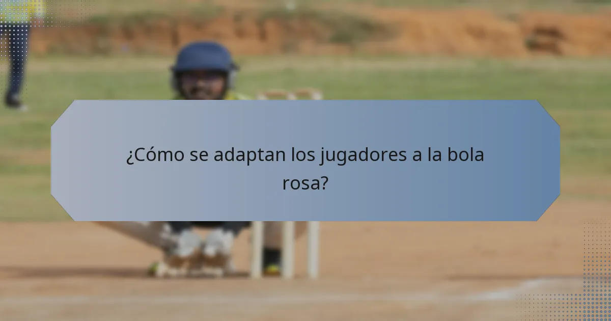 ¿Cómo se adaptan los jugadores a la bola rosa?
