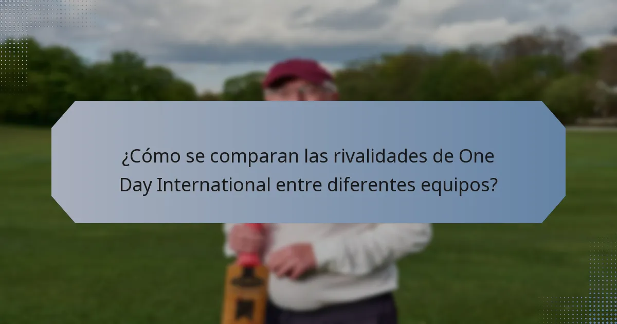 ¿Cómo se comparan las rivalidades de One Day International entre diferentes equipos?
