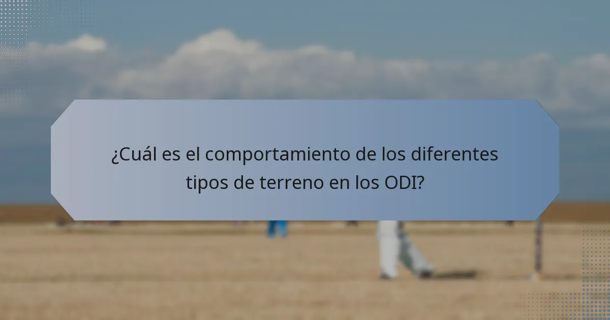 ¿Cuál es el comportamiento de los diferentes tipos de terreno en los ODI?