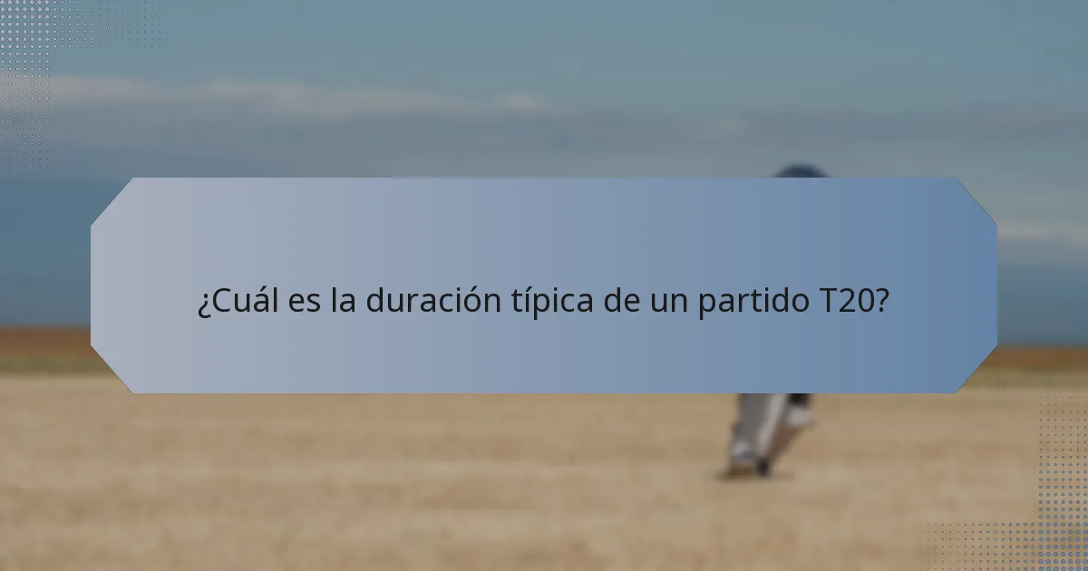 ¿Cuál es la duración típica de un partido T20?