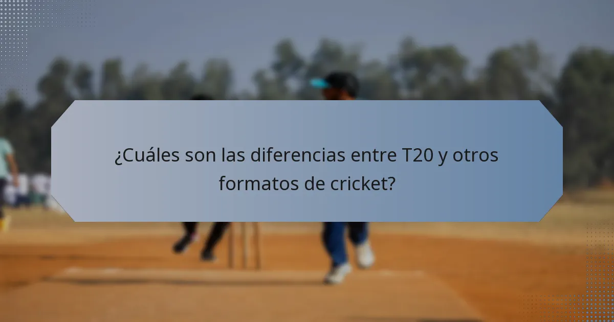 ¿Cuáles son las diferencias entre T20 y otros formatos de cricket?