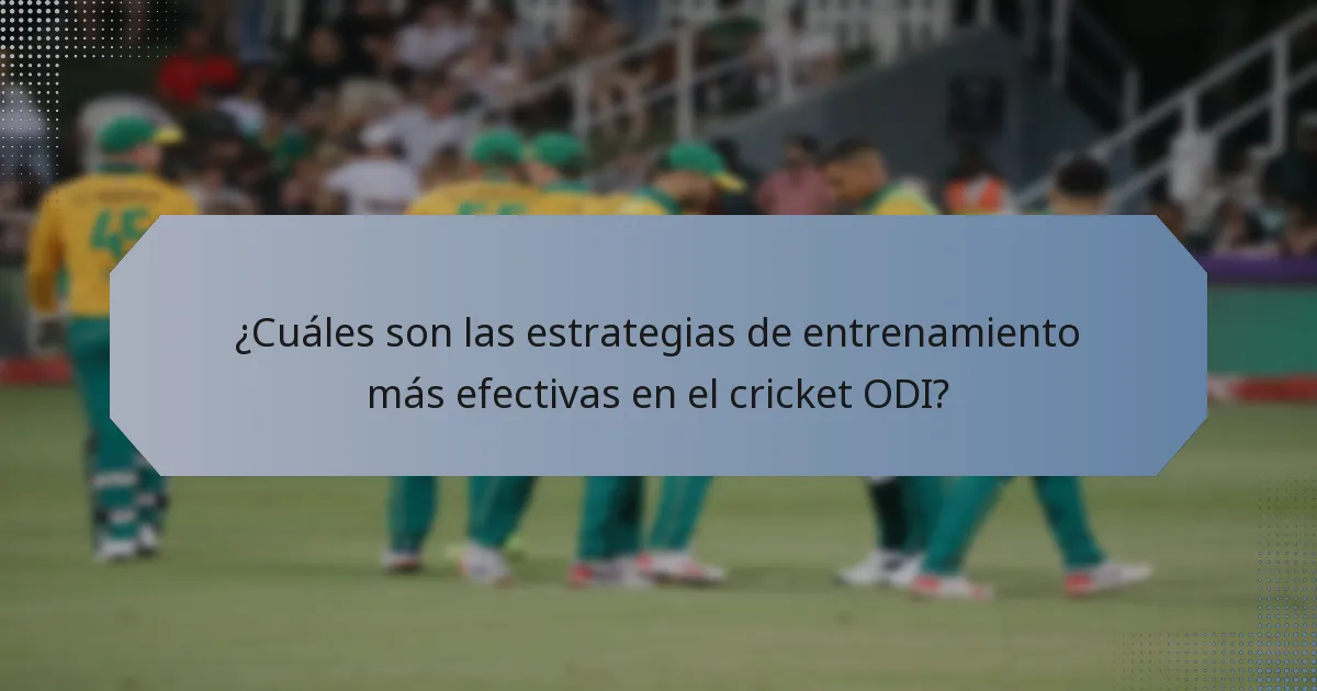 ¿Cuáles son las estrategias de entrenamiento más efectivas en el cricket ODI?