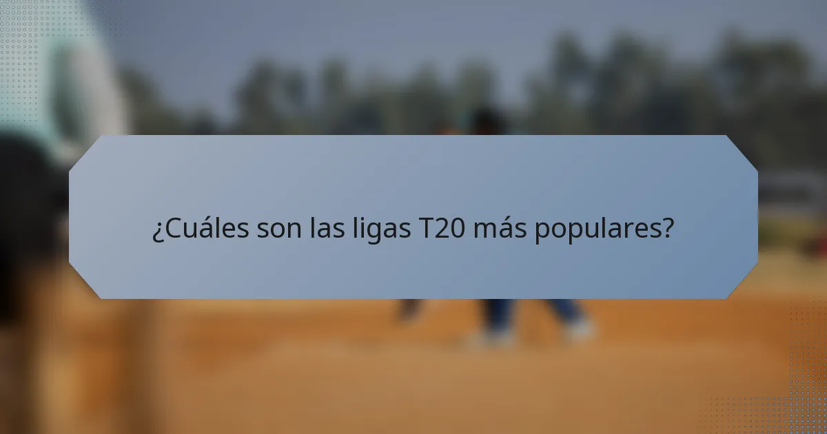 ¿Cuáles son las ligas T20 más populares?