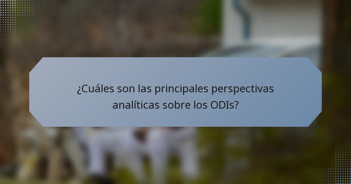 ¿Cuáles son las principales perspectivas analíticas sobre los ODIs?