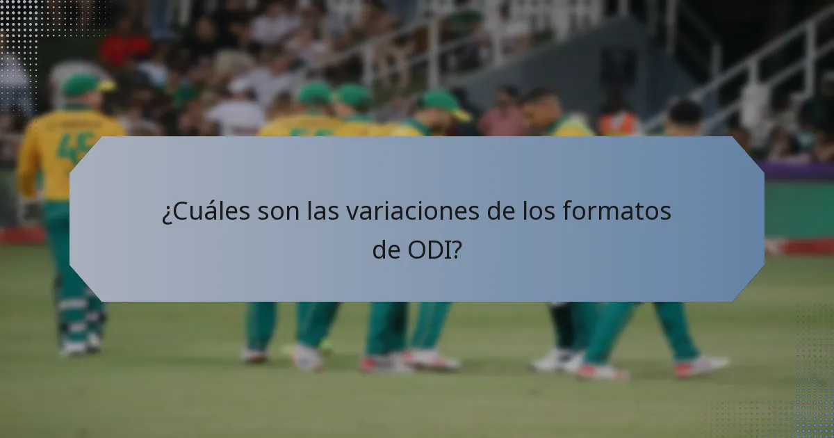 ¿Cuáles son las variaciones de los formatos de ODI?