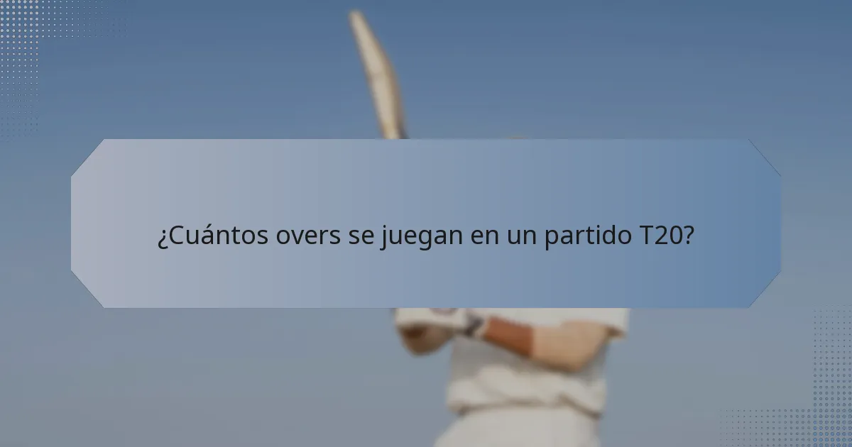 ¿Cuántos overs se juegan en un partido T20?