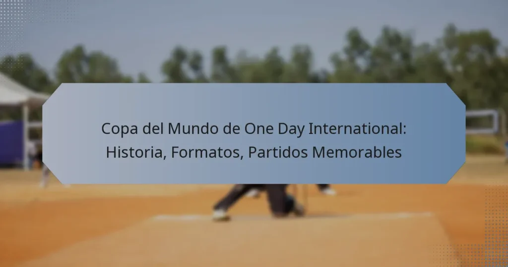 Copa del Mundo de One Day International: Historia, Formatos, Partidos Memorables