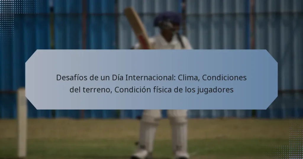 Desafíos de un Día Internacional: Clima, Condiciones del terreno, Condición física de los jugadores