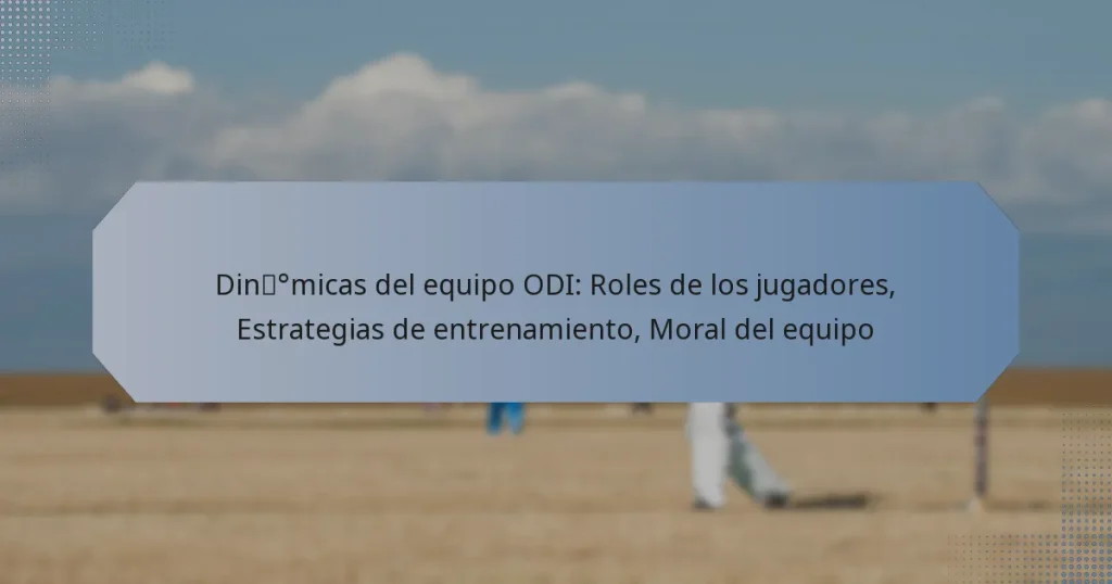 Dinámicas del equipo ODI: Roles de los jugadores, Estrategias de entrenamiento, Moral del equipo