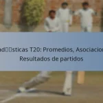 Estadísticas T20: Promedios, Asociaciones, Resultados de partidos