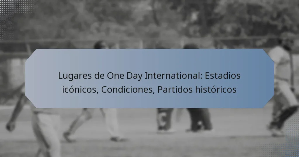 Lugares de One Day International: Estadios icónicos, Condiciones, Partidos históricos