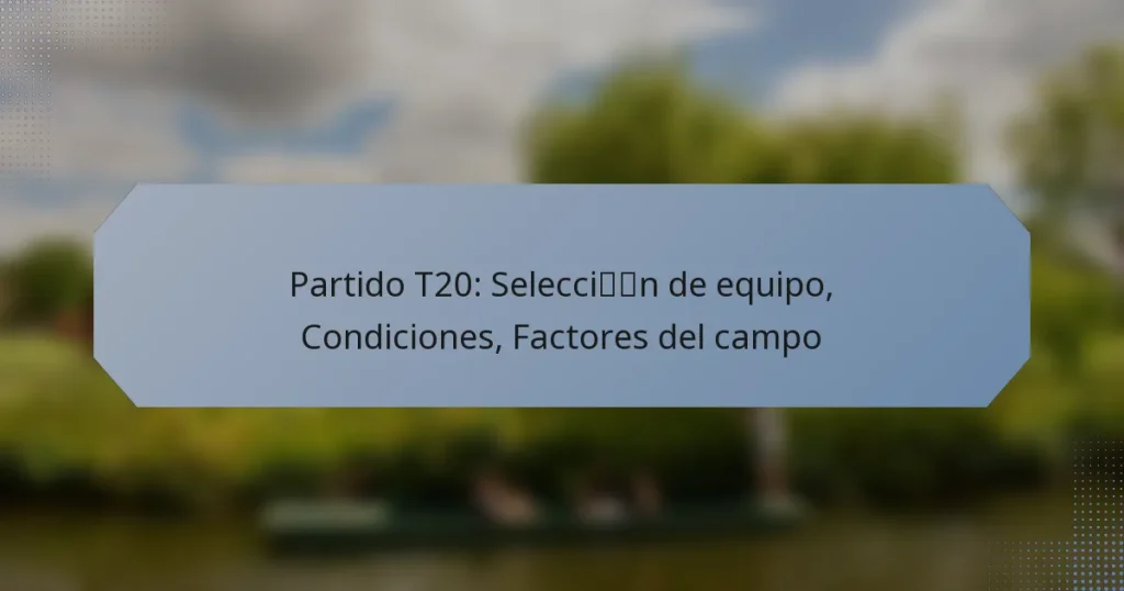 Partido T20: Selección de equipo, Condiciones, Factores del campo