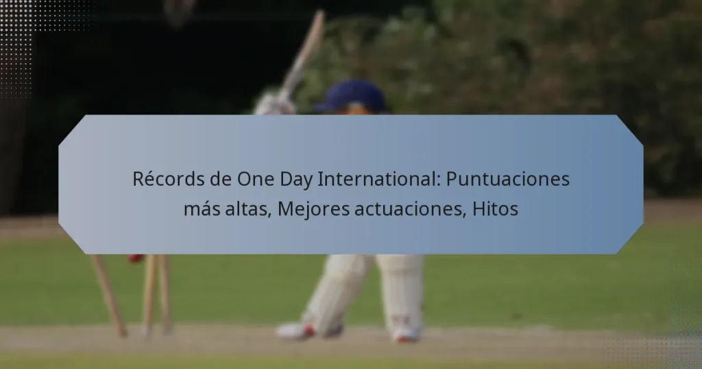 Récords de One Day International: Puntuaciones más altas, Mejores actuaciones, Hitos