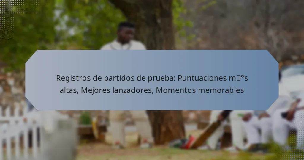 Registros de partidos de prueba: Puntuaciones más altas, Mejores lanzadores, Momentos memorables