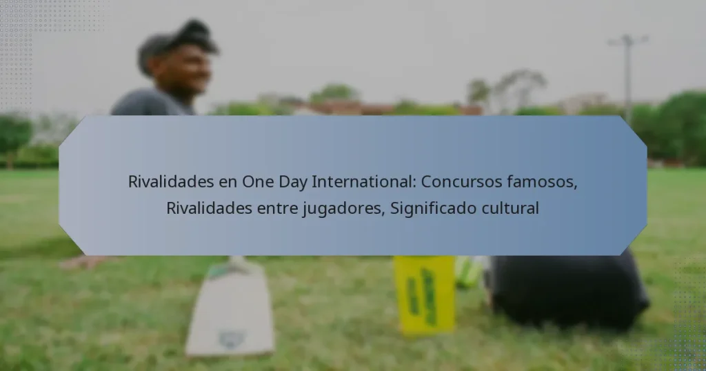 Rivalidades en One Day International: Concursos famosos, Rivalidades entre jugadores, Significado cultural