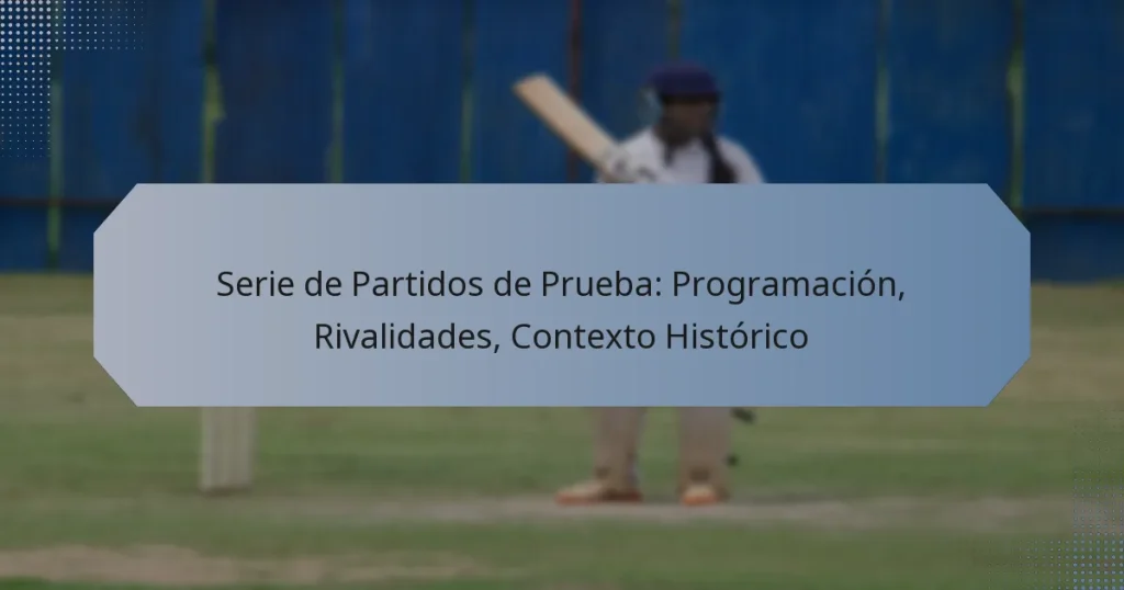 Serie de Partidos de Prueba: Programación, Rivalidades, Contexto Histórico