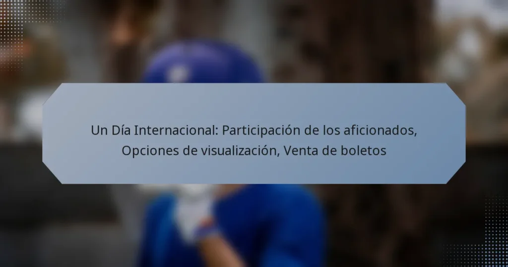 Un Día Internacional: Participación de los aficionados, Opciones de visualización, Venta de boletos