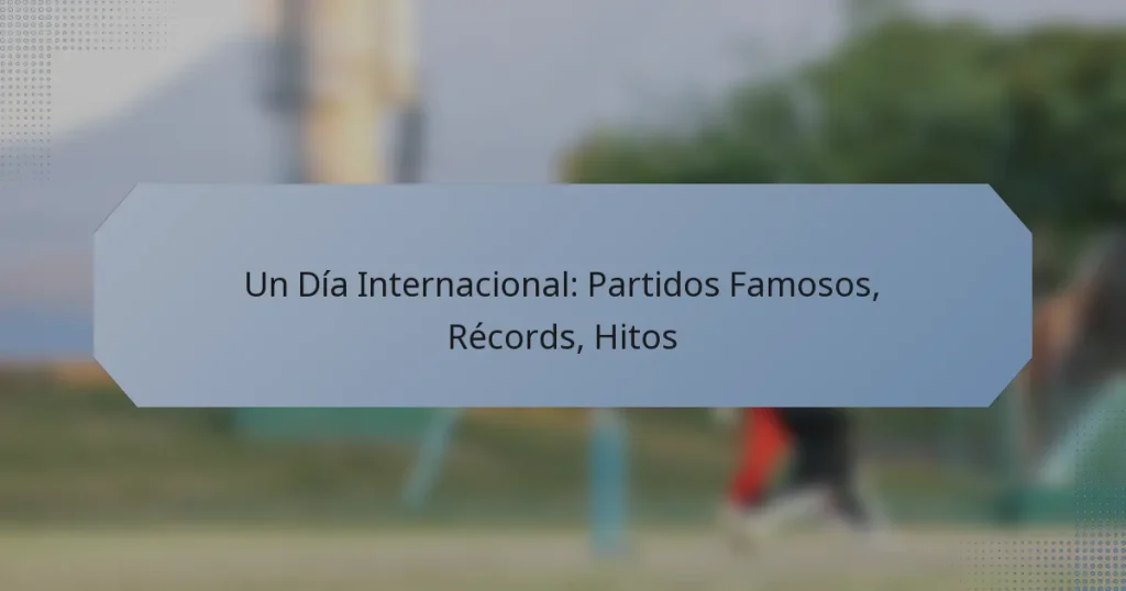 Un Día Internacional: Partidos Famosos, Récords, Hitos