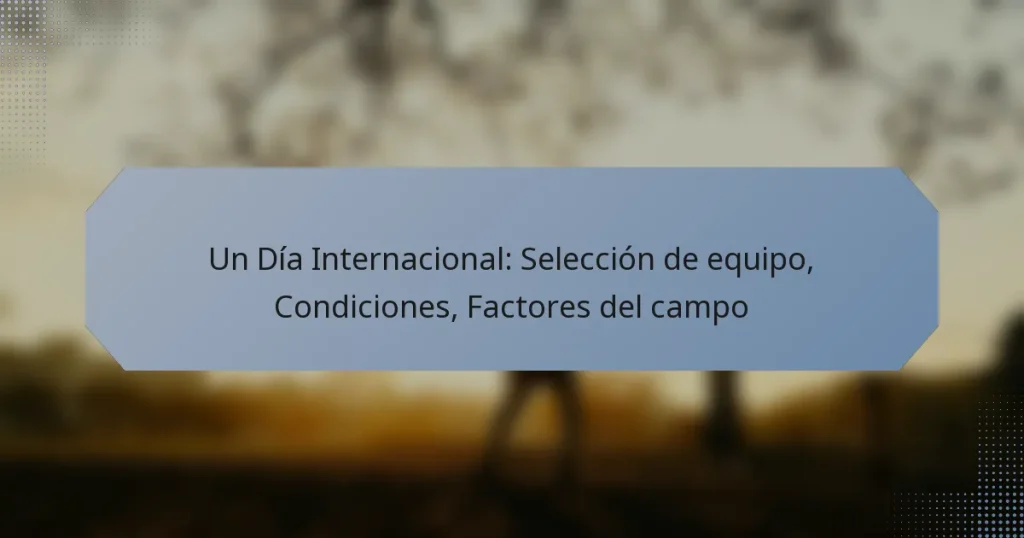 Un Día Internacional: Selección de equipo, Condiciones, Factores del campo