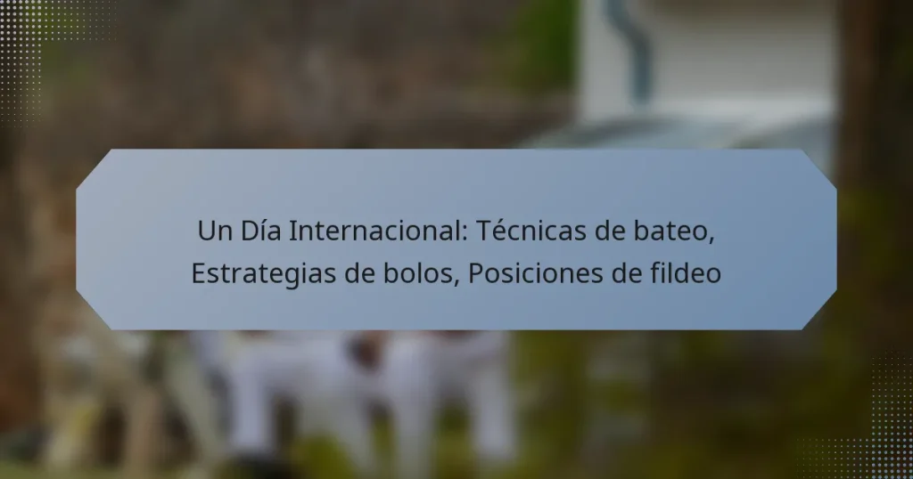 Un Día Internacional: Técnicas de bateo, Estrategias de bolos, Posiciones de fildeo