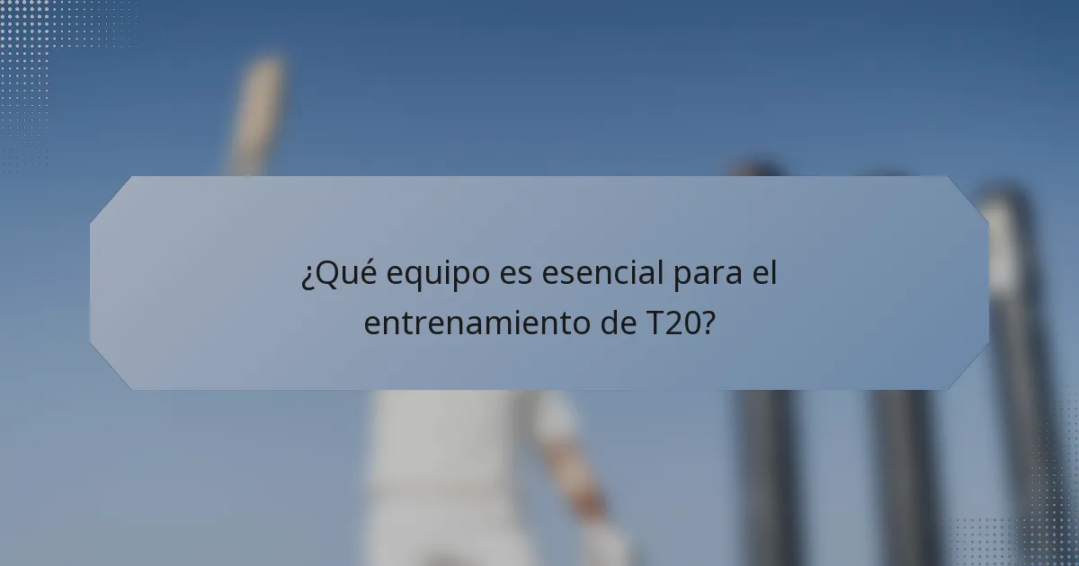 ¿Qué equipo es esencial para el entrenamiento de T20?