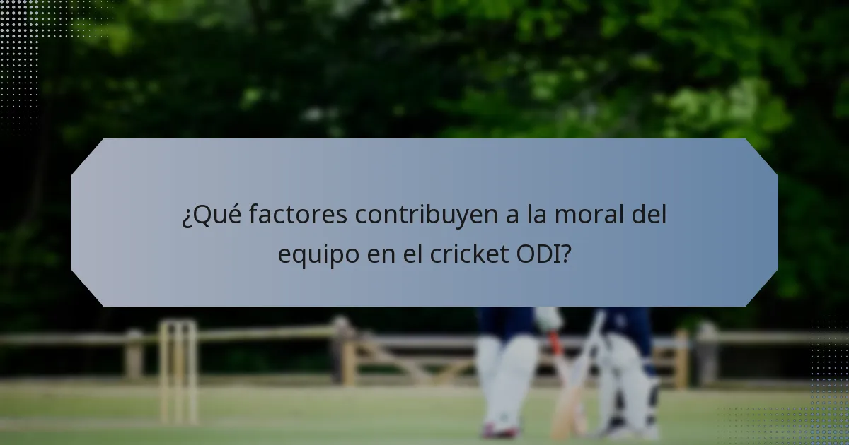 ¿Qué factores contribuyen a la moral del equipo en el cricket ODI?